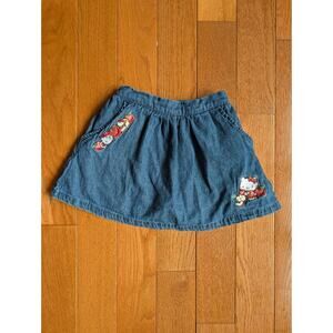 Hello Kitty Sanrio Girls Embroidered Denim Skort 2T Kawaii Chibi Cute Japan